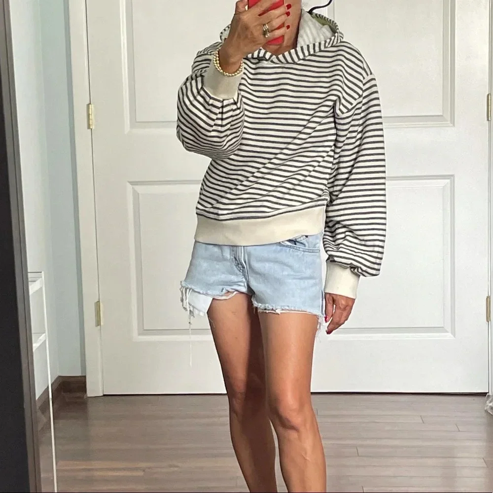 Lou & Grey Stripe Balloon Sleeves Hoodie size S - Picture 1 of 14